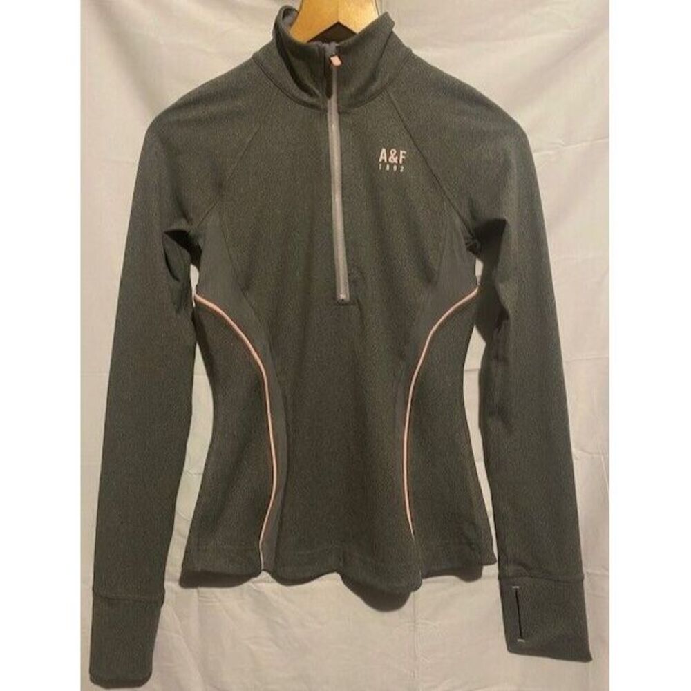 ABERCROMBIE & FITCH A&F ACTIVE womens activewear jacket half‎ zipper THUMB HOLES